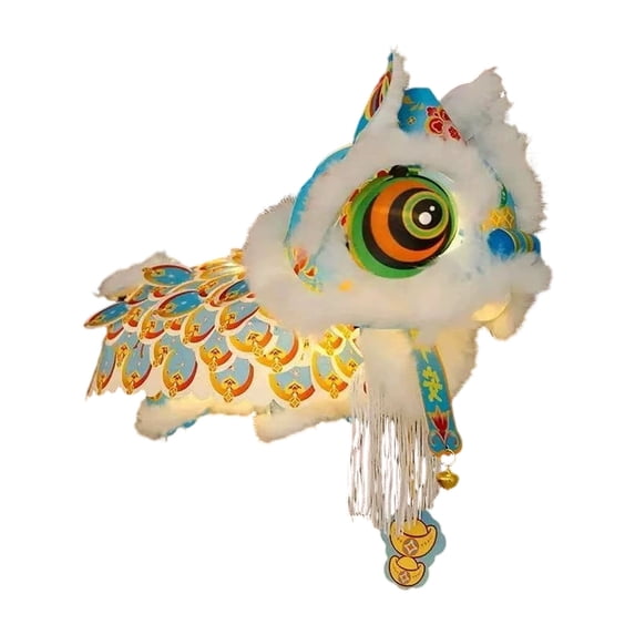 DIY Chinese Lion Dance Lantern with LED Light - Orange "Peace" Design - Traditional Chinese New Year Handmade Craft for Kids & Adults - Festive Hanging Decoration (Style as Pictured)
