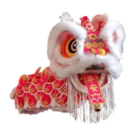 DIY Chinese Lion Dance Lantern with LED Light - Red "Peace" Design - Traditional Chinese New Year Handmade Craft for Kids & Adults - Festive Hanging Decoration (Style as Pictured)