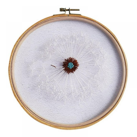 DIY Chinese Style Three-dimensional Transparent Yarn Hand Embroidery,Hand Crewel Embroidery for Beginners 20CM,Including Embroidered Shed,Colorful Thread and Needles(Floral Style)