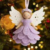 DIY Christmas Angel Crochet Kit – Beginner-Friendly Yarn Set To Hand-Knit Cute Little-Girl Tree Ornament Holiday Gift for Adults