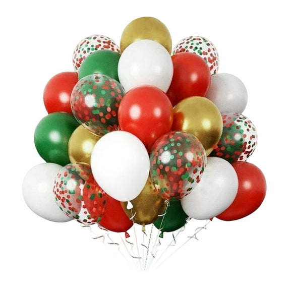 DIY Christmas Balloons Kit,30 Pieces Of 15-inch Red,Green,And Gold Confetti Latex Balloons Kit,Free Matching For Christmas And Birthday Party Decorations
