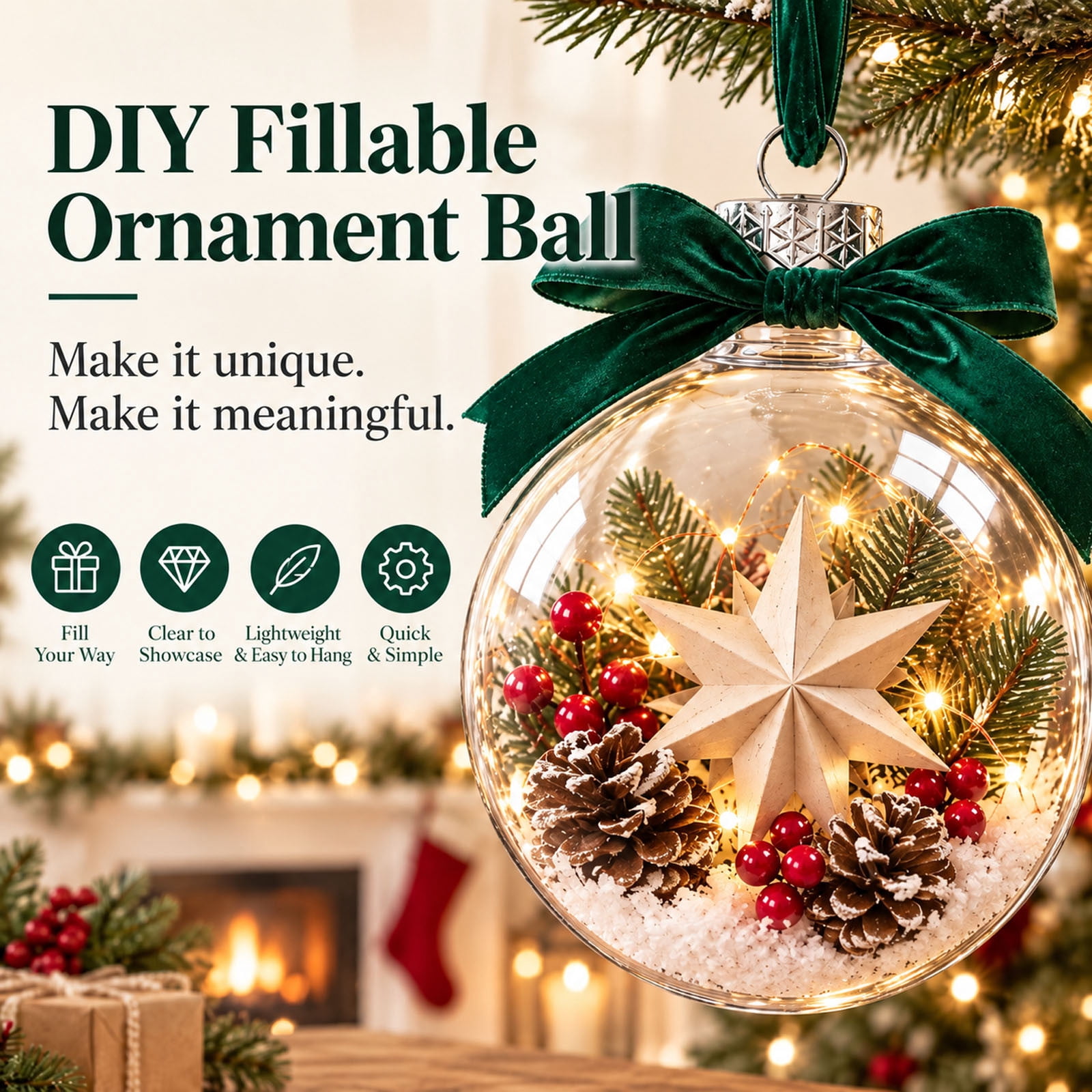 DIY Christmas Bell Gift Box | Large Clear Fillable Christmas Ornament ...
