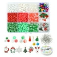 thumbnail image 1 of DIY Christmas Bracelet Making Kit Including Glass Round & Polymer Clay Disc Beads Wreath & Sock Alloy Enamel & Aluminum Bell & Polycotton Tassel Pendant Mixed Color 1053Pcs/box, 1 of 6