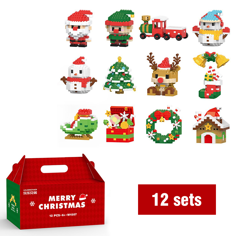 DIY Christmas Building Block Snowman Elk Santa Claus Model Micro Brick ...