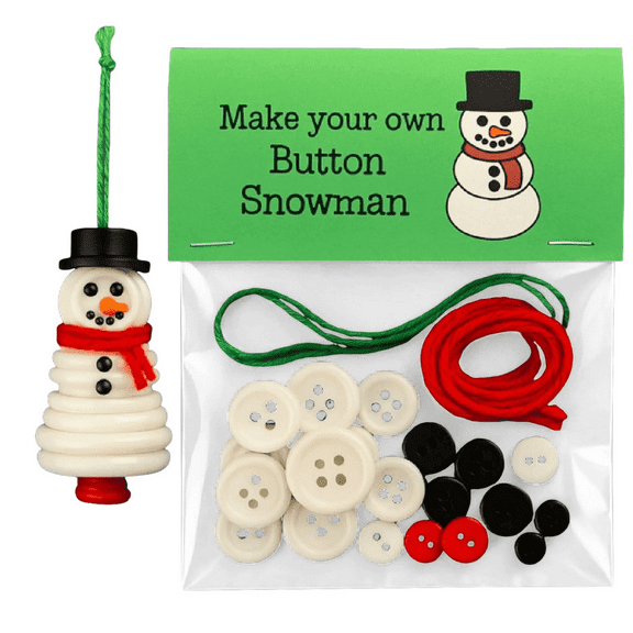 DIY Christmas Button Ornament Making SetFun Holiday Decorations for All Ages, DIY Craft Buttons Kit with Christmas Snowman/Santa/Angel, Gifts for Xmas Tree Hanging Decorations