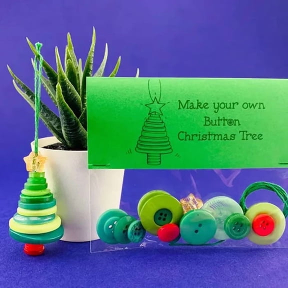DIY Christmas Button Ornaments, Fun Holiday Decoration Making Kit, Handmade DIY Buttons, Christmas Tree Decoration Kit, Christmas Decoration, Christmas Gift