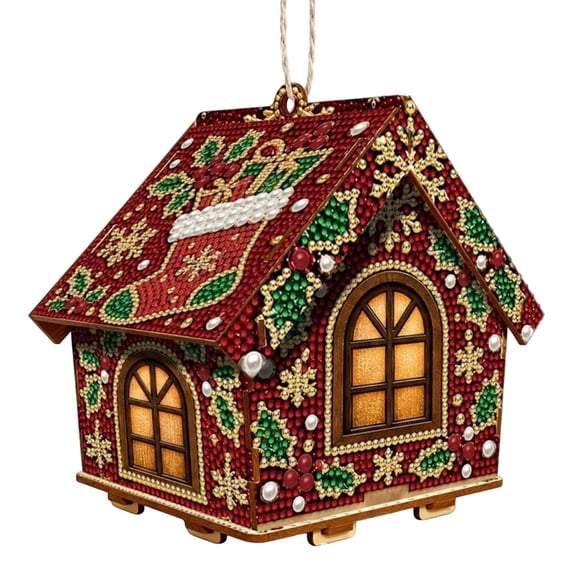 DIY Christmas Candy House Ornaments Gingerbread House Kit Tabletop Decor Holiday Art Craft Gift for Adults
