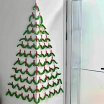 DIY Christmas Corner Tree Kit with Cat Tail Design and Thick Yarn, Green Polyester Holiday Decoration for Indoor Festive Setup, Easy Assembly for Family Fun