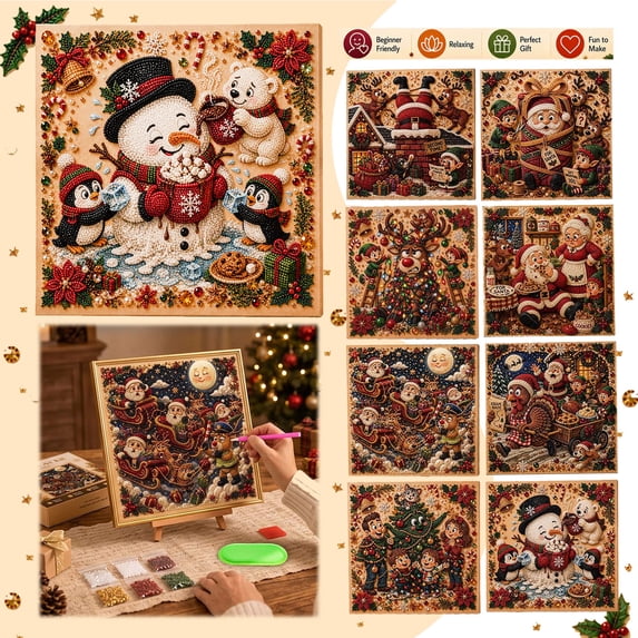 DIY Christmas Diamond Art Kit for Adults Beginner,Christmas Pearl Beads Art Craft Gemstone Diamond Dots Beads Handmade Xmas Pearl Art Kit Hanging Ornaments Painting Kit Gift Home Wall Mantel Decor