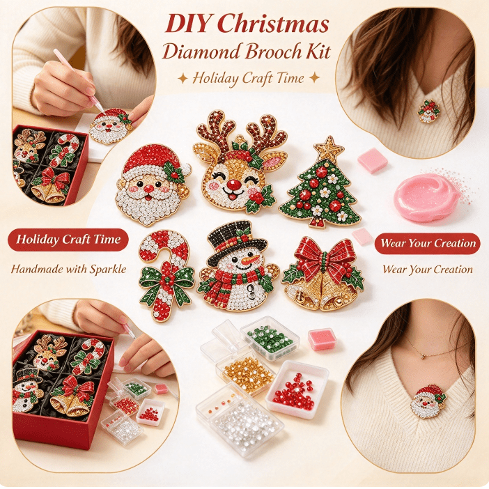 DIY Christmas Diamond Brooch Kit with 6 Designs, 2027 Festive Handmade ...