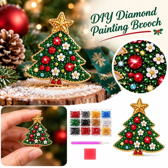 DIY Christmas Diamond Painting Brooch Kit Holiday Outfits Handmade ...