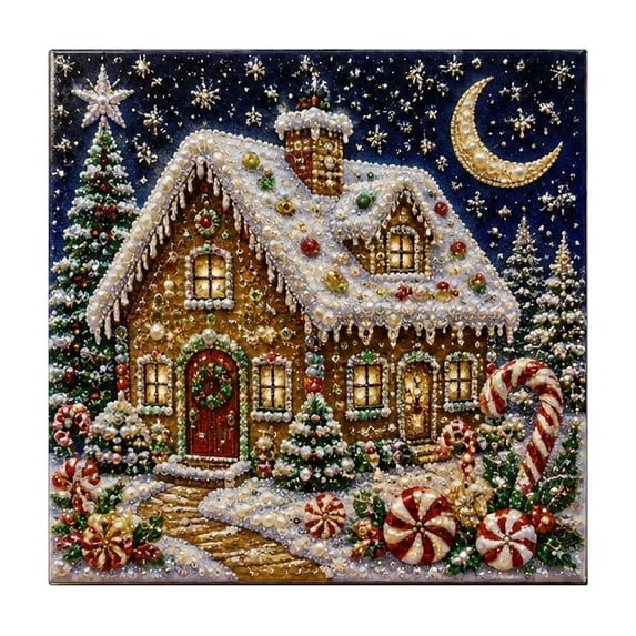 DIY Christmas Diamond Painting Kit, Handmade Dot Drill Craft Holiday Art Pattern Decor for Christmas Wall Display