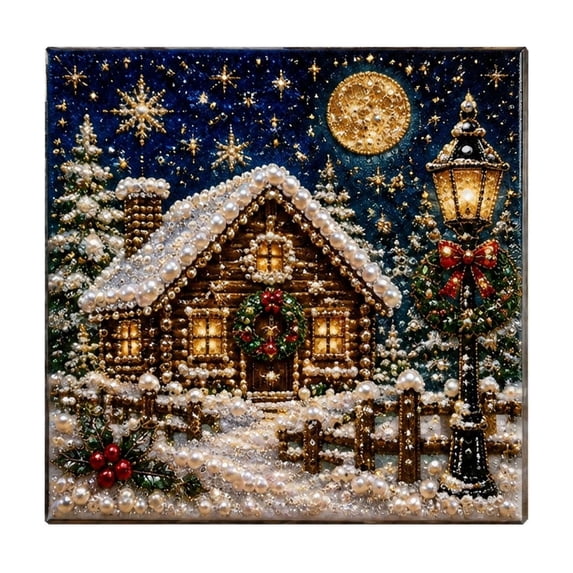 DIY Christmas Diamond Painting Kit, Handmade Dot Drill Craft Holiday Art Pattern Decor for Christmas Wall Display