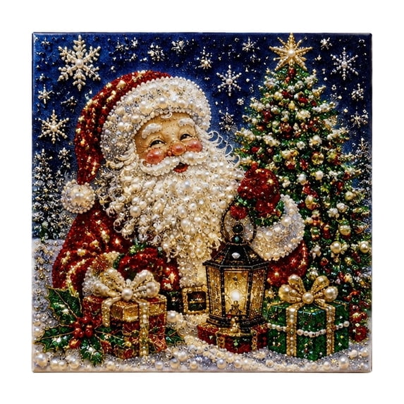 DIY Christmas Diamond Painting Kit, Handmade Dot Drill Craft Holiday Art Pattern Decor for Christmas Wall Display
