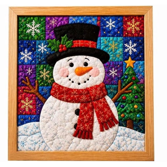 DIY Christmas Fabric Art Painting Kit, No-Sew Christmas Fabric Poke Mosaic Craft with Frame & Tools, Adult DIY Art Set, Holiday Wall Decor, Xmas Gift for Craft Lovers