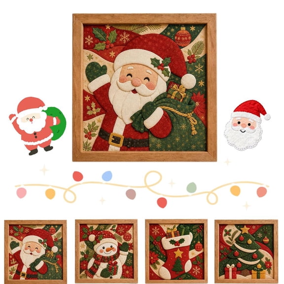 DIY Christmas Fabric Poke Art Kit, No-Sew Mosaic Craft for Adults, Holiday Tabletop Decor & Gift