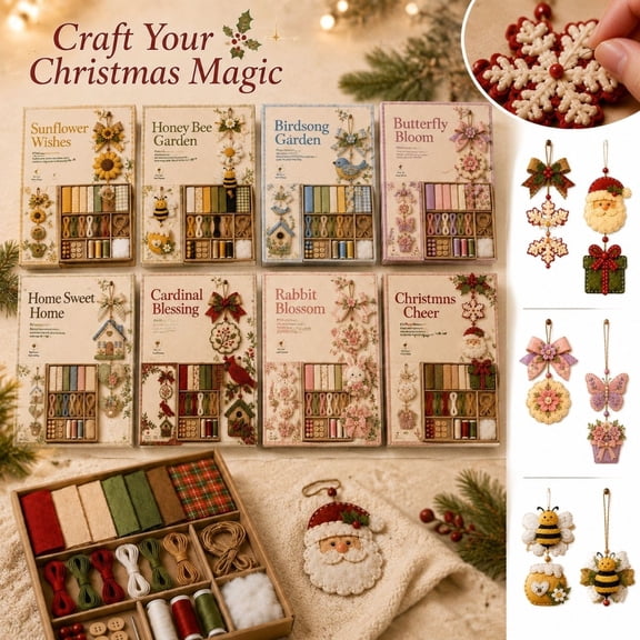 DIY Christmas Felt Hanging Ornament Kit,Vintage Fabric Sewing Pendant Craft Set,Handmade Holiday Tree Decor for Home Display And Gift Making