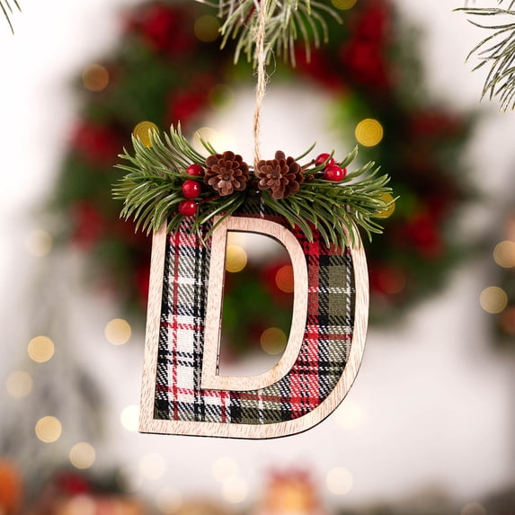 DIY Christmas Letter Ornament, Personalized Wooden Hanging Decoration for Tree Wall Gift, with Rope for Custom Name Display