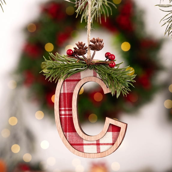 DIY Christmas Letter Ornament, Personalized Wooden Hanging Decoration for Tree Wall Gift, with Rope for Custom Name Display