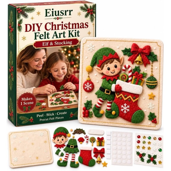 DIY Christmas Magic Felt Sticker Art Kit – Peel, Stick & Create ...