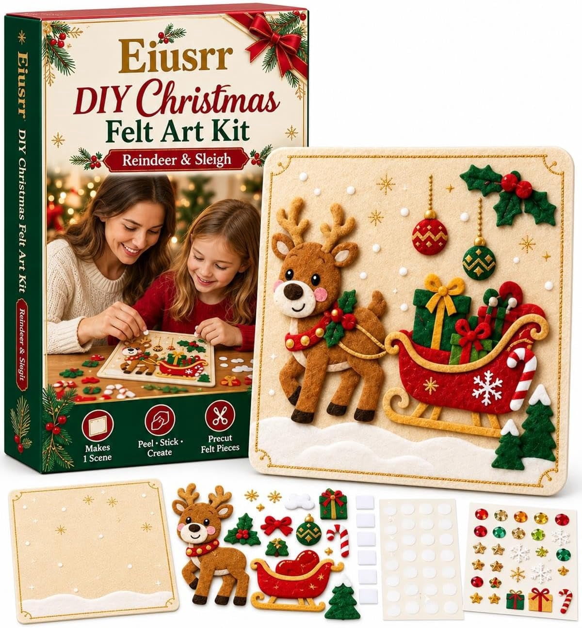 DIY Christmas Magic Felt Sticker Art Kit – Peel, Stick & Create ...