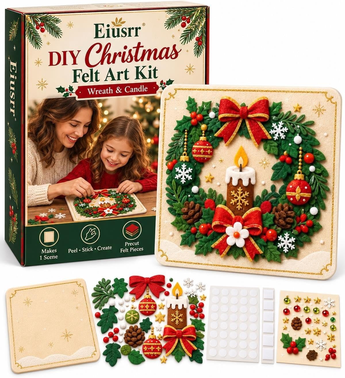 DIY Christmas Magic Felt Sticker Art Kit – Peel, Stick & Create ...