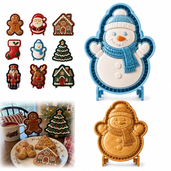 DIY Christmas Mini Pie Molds Baking Reusable Embossed Hand Baking Molds Holiday Mini Pie Molds for Baking with Santa, Snowman, Reindeer, Holiday Mini Pies Maker for Fruit Desserts