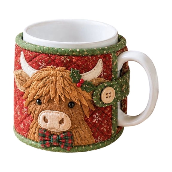 DIY Christmas Mug Cozy Kit, Quilted Holiday Cup Sleeve Craft Project for Beginners, Handmade Coffee Cup Cover with Seasonal Design for Christmas Gifts, Home Decor and Crafting