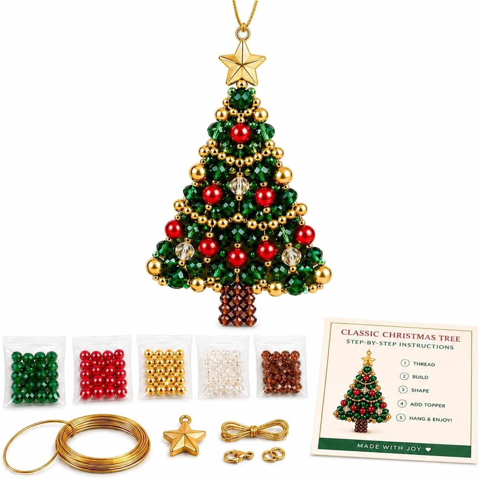 DIY Christmas Ornament Bead Kit Tree Hanging Decoration Instruction ...