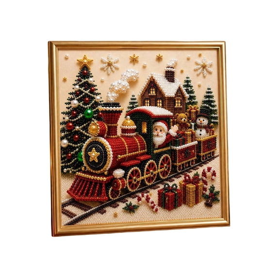 DIY Christmas Pearl Art Kits for Adults Beginners, Pearl Christmas Wall Art 7.87"x7.87" Christmas Diamonds Painting, Christmas Trees Santa Claus Trains Diamond Art Kits for Home Decor
