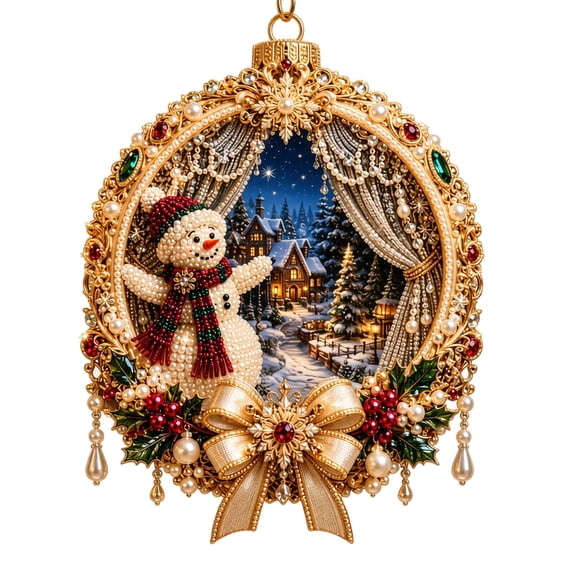 DIY Christmas Pearl Diamond Art Hanging Ornament Kit, Acrylic Christmas Pearl Beads Painting Suncatcher Kit for Adults Beginner, Holiday Christmas Tree Wall Decor