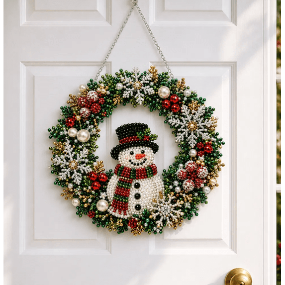 DIY Christmas Pearl Diamond Art Hanging Ornament Kit, Stress‑Relax Hand‑Making Art Supplies for Xmas Tree Ornaments, Window & Fireplace Holiday Decoration