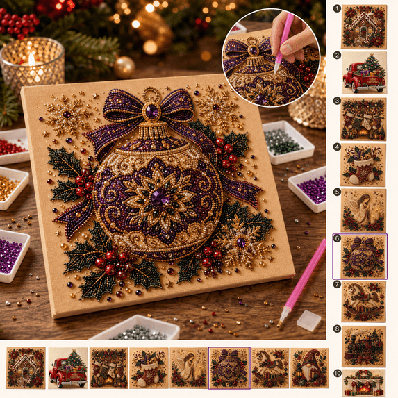 DIY Christmas Pearl Diamond Painting Art Kit, 3D Pearl Beads Art Craft for Adults Beginners, Holiday Diamond Painting Wall Decor with Frame, Multiple Sizes Available