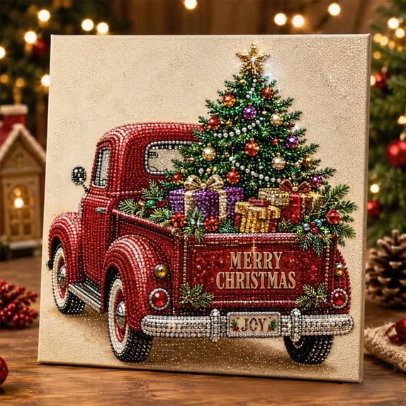 DIY Christmas Pearl Diamond Painting Art Kit, 7.87-Inch Acrylic 3D Bead Craft for Adults Beginners, Holiday Wall Art, Home Decor and Handmade Gift