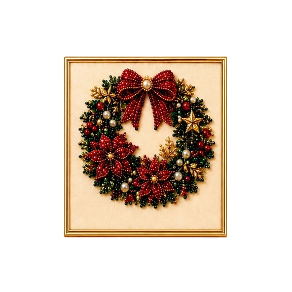 DIY Christmas Pearl Diamond Painting Art Kit for Adults, Beginner-Friendly, 3D Raised Pearl Beads Craft with Shimmering Effect, Handmade Art Craft for Home Wall Decor, Relaxing Stress Relief C