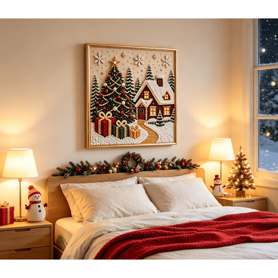 DIY Christmas Pearl Diamond Painting Art Kit, Christmas Craft Kit, DIY Pearl Diamond Painting Kit, Holiday Home Wall Decoration Gift
