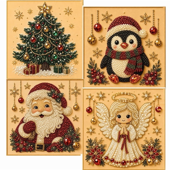 DIY Christmas Pearl Diamond Painting Art Kit, Christmas Pearl Art Kits for Adults & Beginner, 3D Diamond Art for Home Wall Decor C