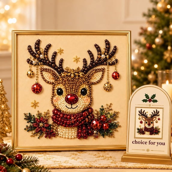 DIY Christmas Pearl Diamond Painting Art Kit, Christmas Pearl Art Kits for Adults & Beginner, 3D Diamond Art for Home Wall Decor(#D)