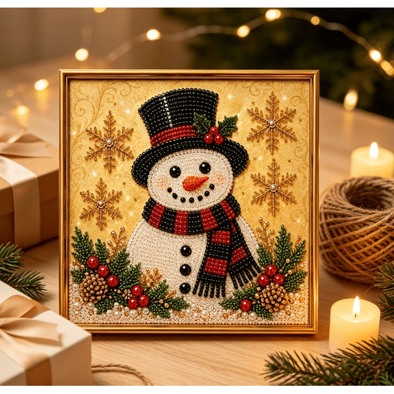 DIY Christmas Pearl Diamond Painting Art Kit, Christmas Pearl Beads Art Craft for Adults Beginner, Gemstone Diamond Dots Beads for Home Wall Decor, Healing Stress-Relieving