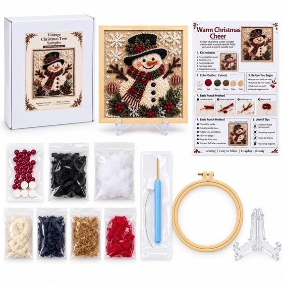 Christmas 3D Fabric Poke DIY Kit, Handmade Festive Wall Hanging Christmas Indoor Outdoor Decor