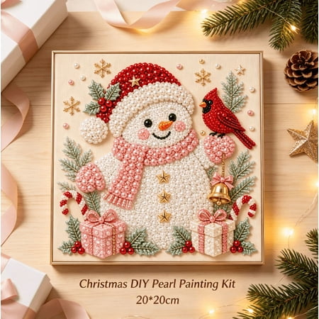 SDH DIY Christmas Pearl Diamond Painting Art Kit, DIY 3D Pearl Art Craft Kit for Home Wall Decor, Healing Stress-Relieving (Pumpkin Balloon),⛄-Snowman A9