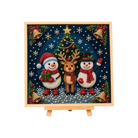 DIY Christmas Pearl Diamond Painting Art Kit, Festive Xmas Pattern Art Craft Set, Handmade Wall Ornament for Holiday Party Decor and Gift Giving