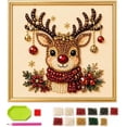 thumbnail image 1 of DIY Christmas Pearl Diamond Painting Art Kit with Frame,7.87 X 7.87 IN Christmas Diamond Art, Christmas Ornaments for Adult, Relaxing&Pearl Diamond Painting Hanging Kit for Home Wall Decor,Reindeer, 1 of 8