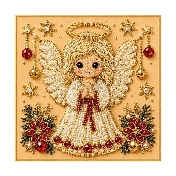 DIY Christmas Pearl Diamond Painting Art Kit with Frame for Adults, 3D Pearl Beads, Beginner Craft for Adults, Holiday Wall Decor, Handmade Gift, Living Room and Entryway Display