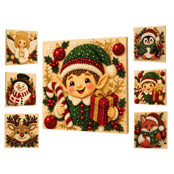 DIY Christmas Pearl Diamond Painting Art Kit with Frame, Christmas Craft Kit, DIY Pearl Diamond Painting Kit, Holiday Home Wall Decoration Gift(C-Style)