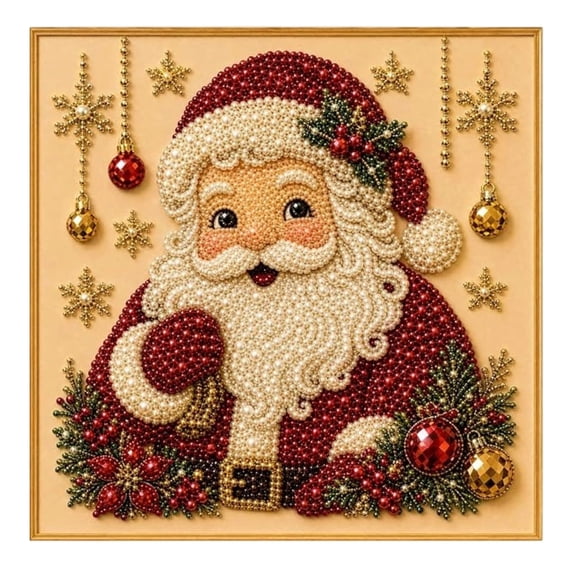 DIY Christmas Pearl Diamond Painting Art Kit with Frame, Simple Operated Pearl Bead Art Kit For Indoor Creation, Xmas Wall Hanging Decor, Thoughtful Gift For Craft Hobby Lovers