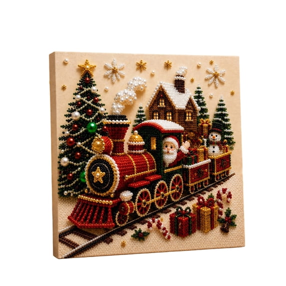 DIY Christmas Pearl Diamond Painting Art Kit with Framer, Xmas DIY 3D Pearl Bead Painting Kit, Art Complete Craft Supplies Set for Teens Adults Beginner Kids Christmas Home Wall Decor Holiday Gift, G