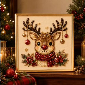 DIY Christmas Pearl Diamond Painting Art Kit, Fun Winter Leisure Handmade Craft Kit for Adults and Kids Family Bonding