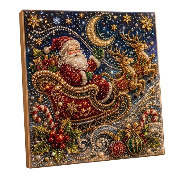 DIY Christmas Pearl Diamond Painting Art Kit , Home Wall Decor Art Craft Kit, Gemstone Diamond Dots Bead Painting for Holiday Christmas Wall Decor, Handmade Home