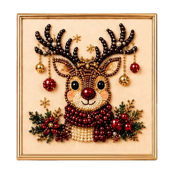 DIY Christmas Pearl Diamond Painting Art Kit Without Frame, Christmas Pearl Beads Art Craft For Adults Beginner, Gemstone Diamond Dots Beads For Home Wall Decor, Healing Stress‑Relieving